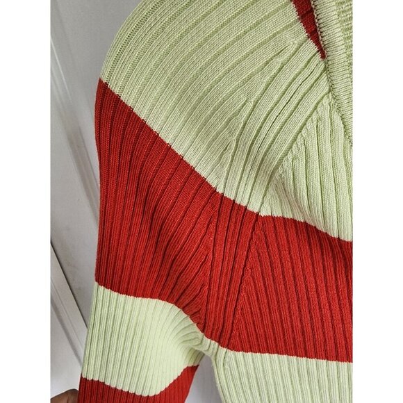 NEW Anthropologie Maeve Striped Vneck Cardigan Button-Up Red Green Womens  Small - Picture 8 of 11